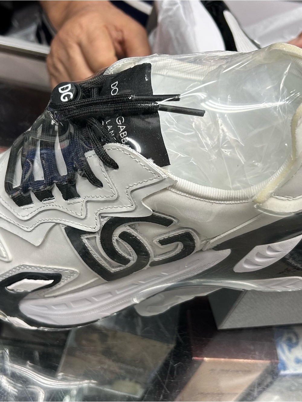 Dolce & Gabbana White and Black DG Logo Men's Sneaker